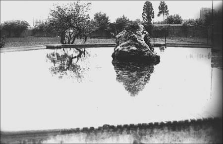 Vista de l'estany del jardí del Convent del Bon Consell. 1950.