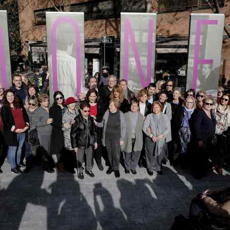 Acto de inauguración del monumento, 2019. Foto Plataforma Futuro Monumento Cárcel de Mujeres de Les Corts 2019Fernando Hernández Holgado