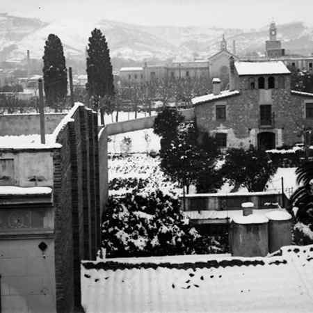 Nevada a Barcelona, 15 i 16 de gener de 1914. Autor: Marià Faura. / Arxiu Fotogràfic del Museu Geològic del Seminari de Barcelona. Reproducció de Sergi Falguera Torres.